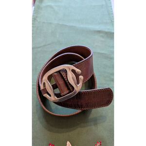 Women's Doncaster Brown Leather Belt with Silver Buckle One Size